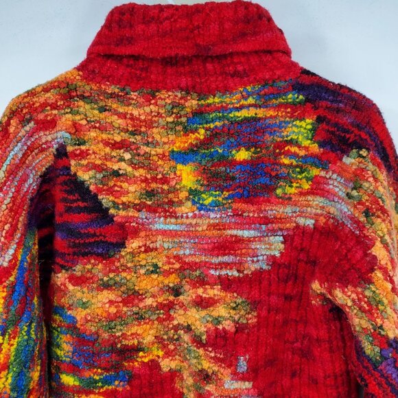 Homemade Abstract Textured Raised 3D Turtleneck Boxy Fit Pullover Sweater Top - Picture 8 of 9